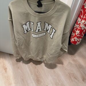 Miami Florida Graphic Crewneck Sweater - Cream